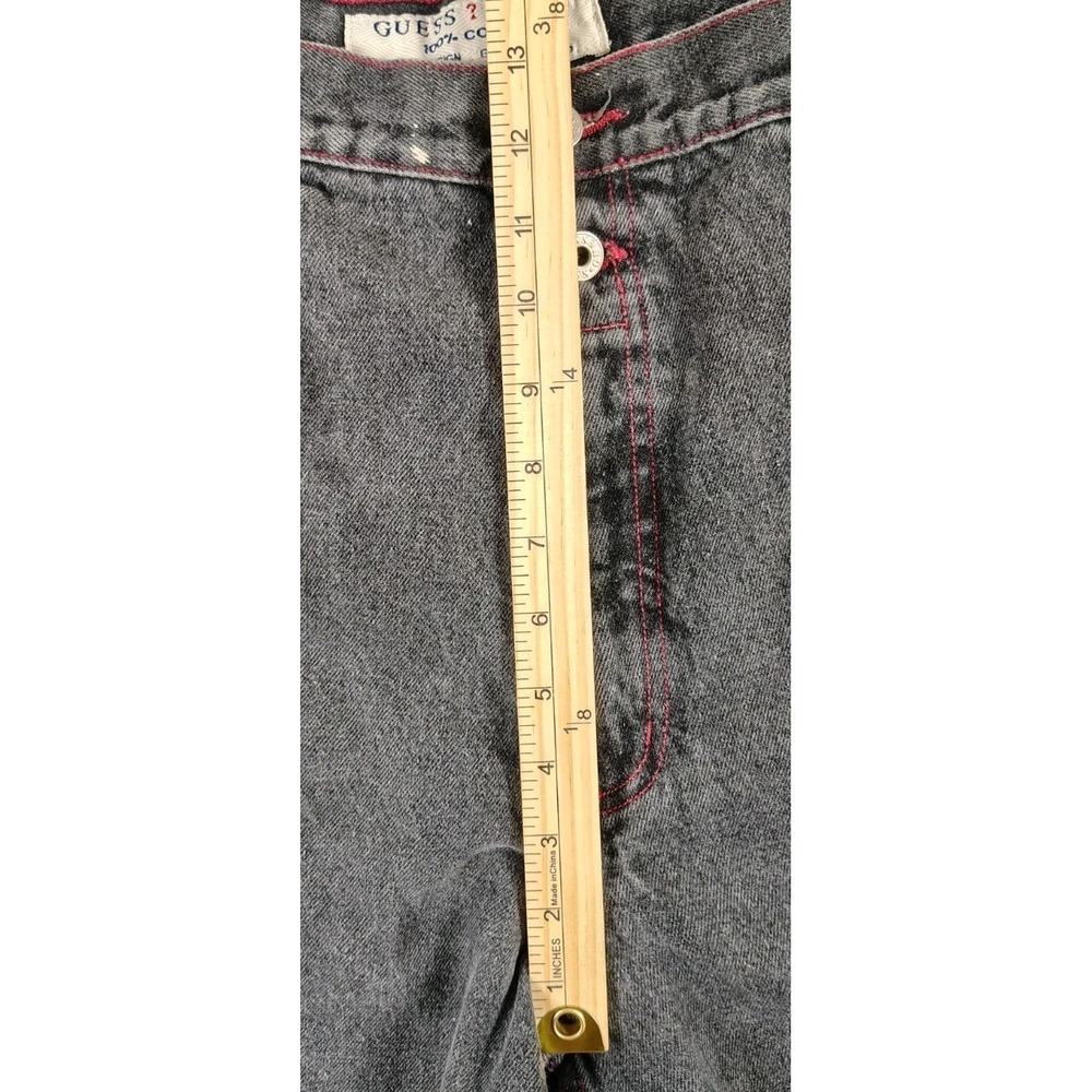 Guess Jeans Style 39075 Made In The USA Triangle Black Wash Red Stitching 38X31 - Picture 9 of 15